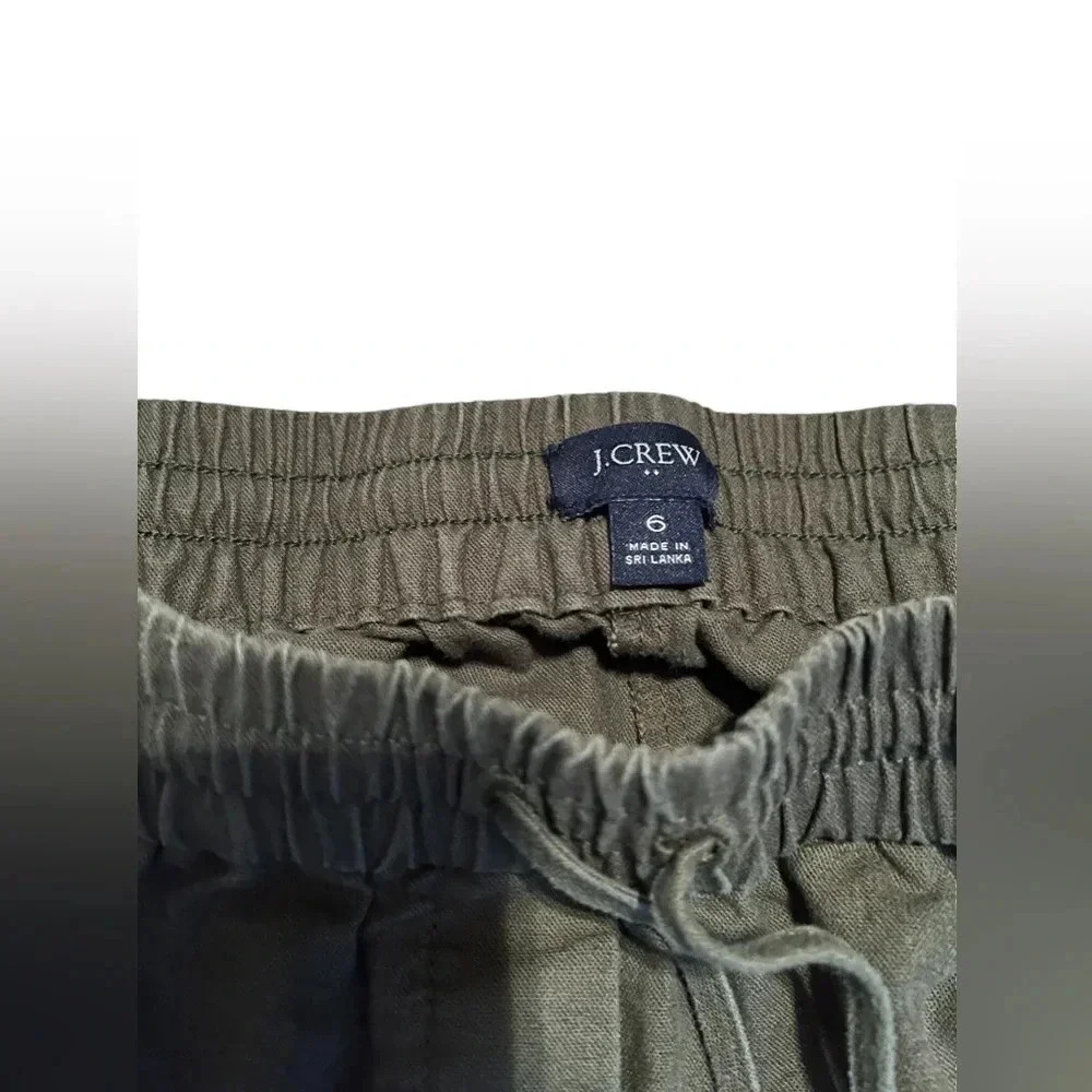 J.Crew Women Linen Blend Pants Green Size 6 Cropped Cuffed Hems BOHO Comfy - Picture 3 of 5